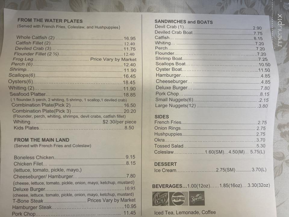 Blackstock Fish Camp - Blackstock, SC menu_pic