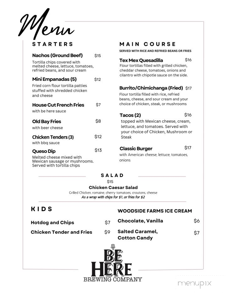 Be Here Brewing Company - Avondale, PA menu_pic