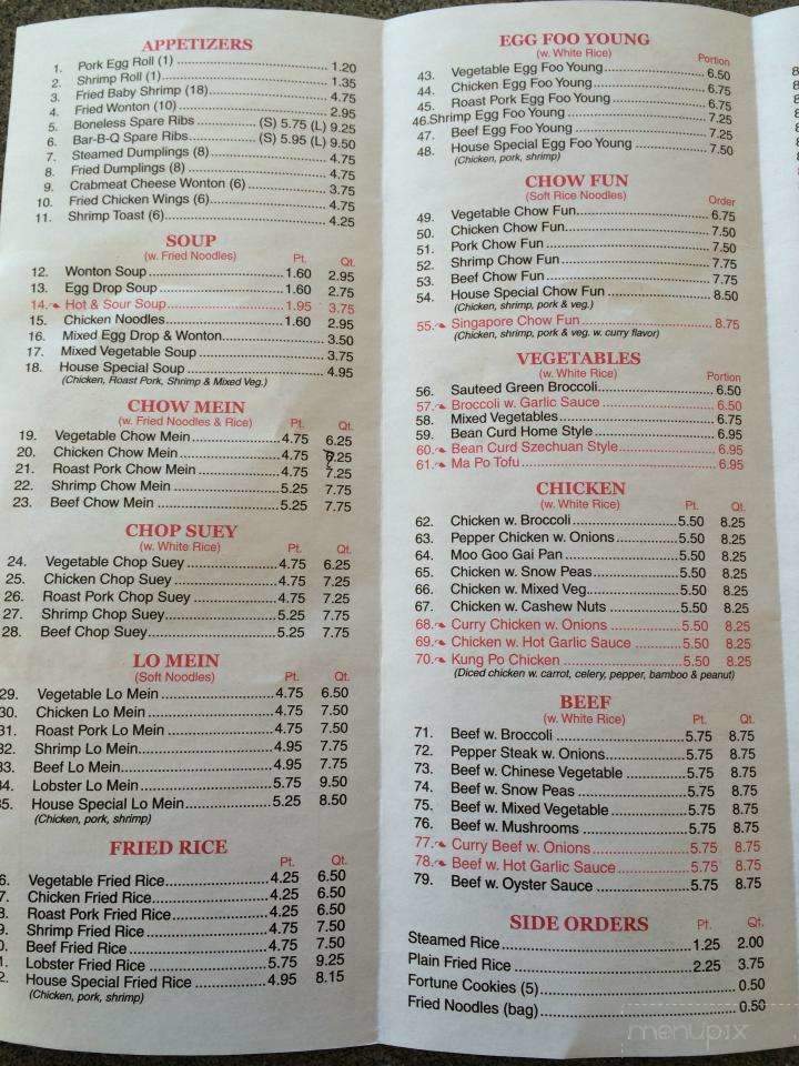 New Golden Dragon menu – SLC menu