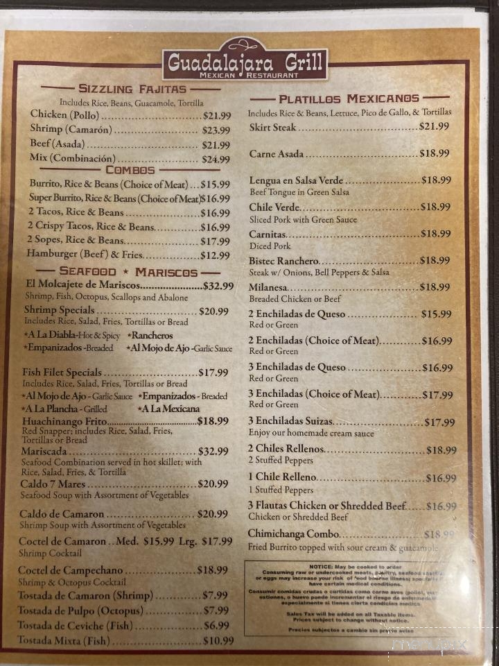 Guadalajara Grill - Salinas, CA menu_pic