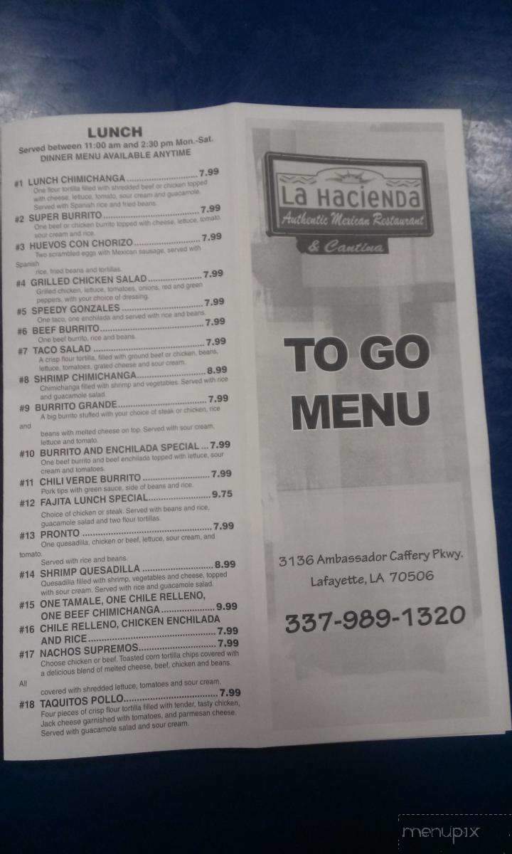La Hacienda - Lafayette, LA menu_pic