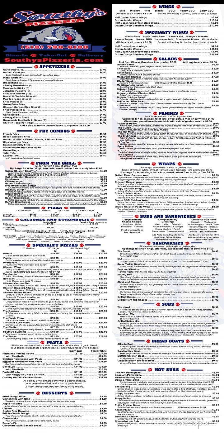 Southy's Pizzeria - South Glens Falls, NY menu_pic