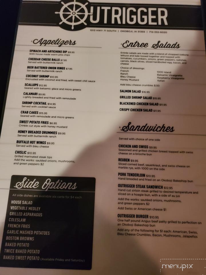 Outrigger Restaurant & Lounge - Okoboji, IA menu_pic