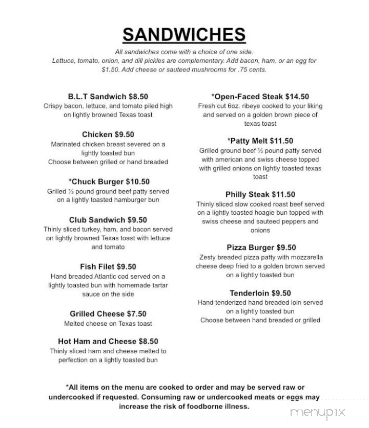 Chuck's Place - Coon Rapids, IA menu_pic