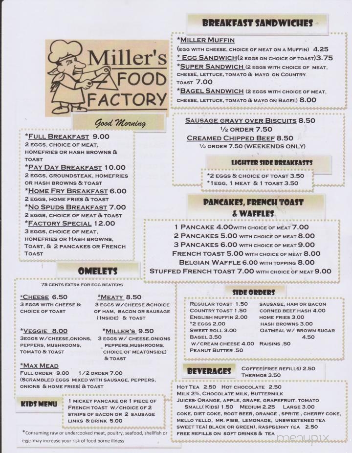 Miller's Food Factory - Conneaut Lake, PA menu_pic