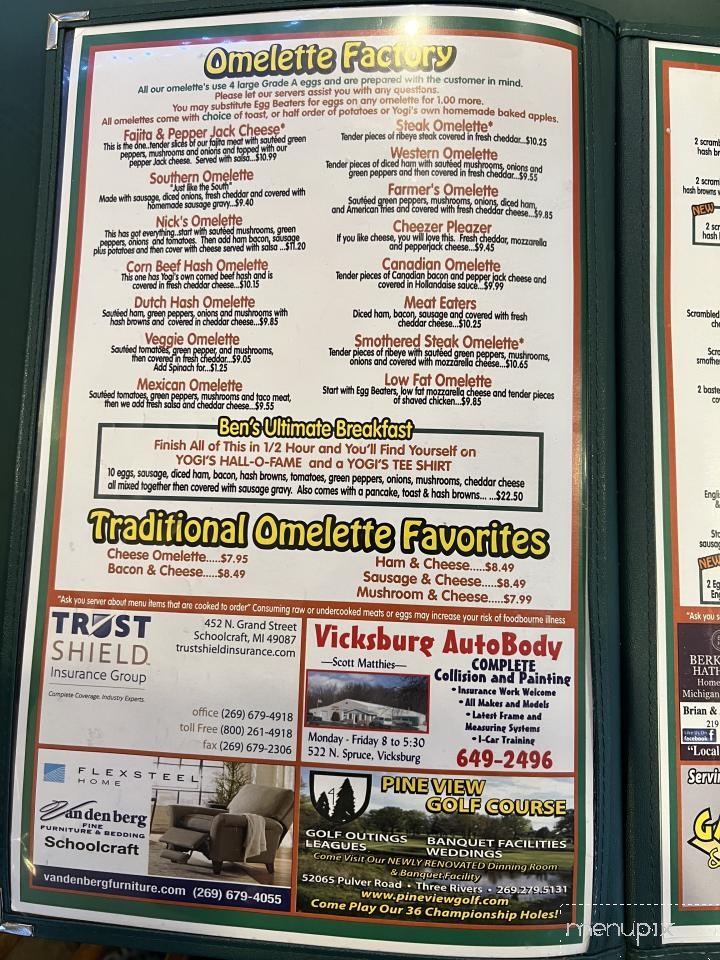 Yogi's - Vicksburg, MI menu_pic