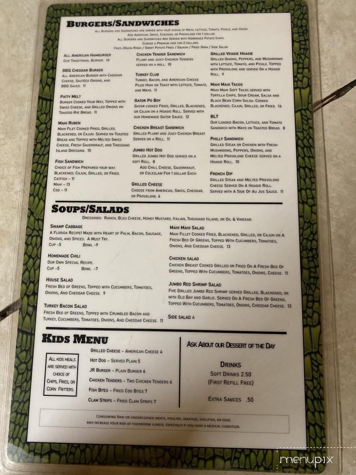 Jolly Gator Fish Camp - Geneva, FL menu_pic