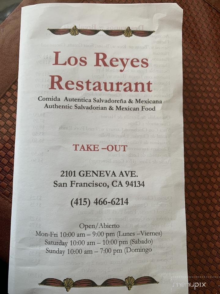 Los Reyes Restaurant - San Francisco, CA menu_pic