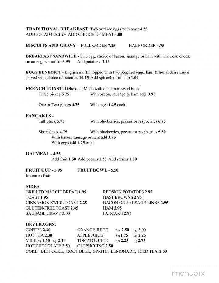 Blue Star Cafe - Douglas, MI menu_pic
