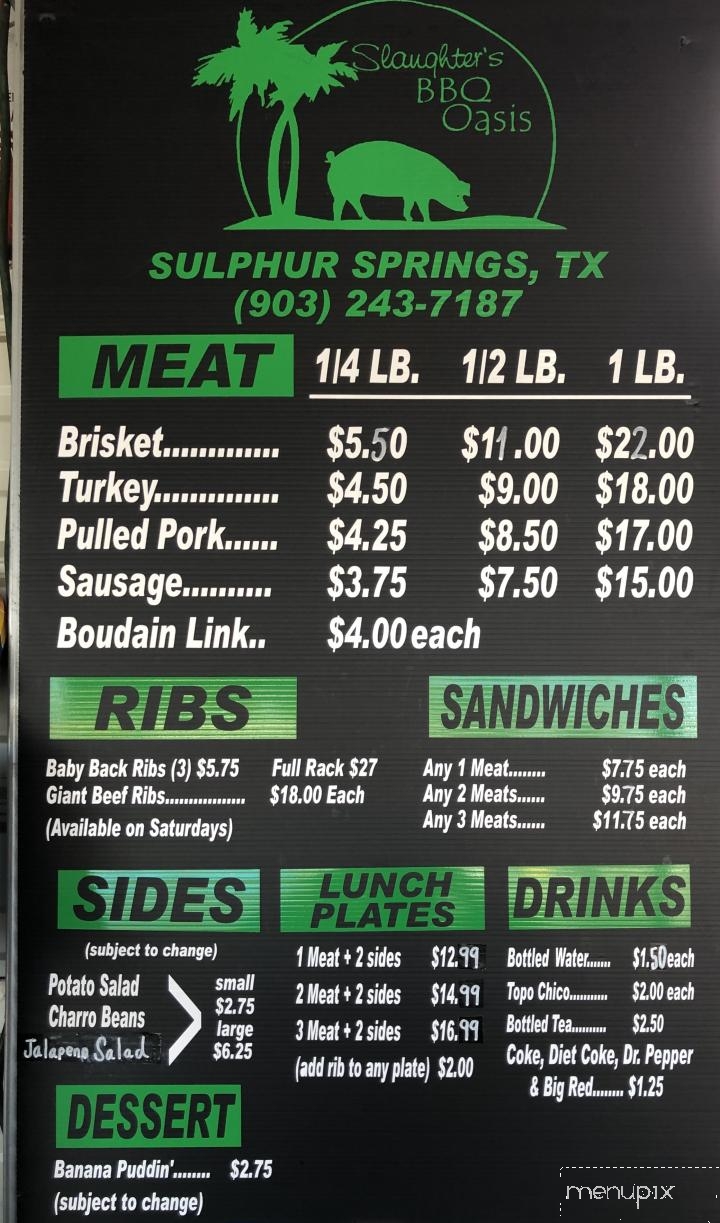 Slaughter's BBQ Oasis - Sulphur Springs, TX