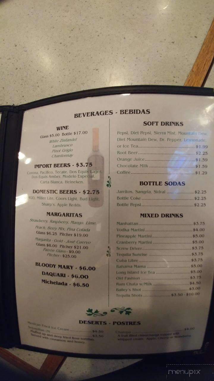 El Camino Mexican Restaurant - Kiel, WI menu_pic