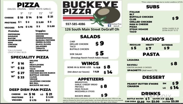 Buckeye Pizza - De Graff, OH menu_pic