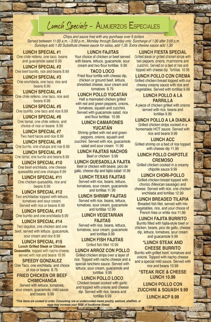 Fiesta Mexicana - Youngsville, NC menu_pic