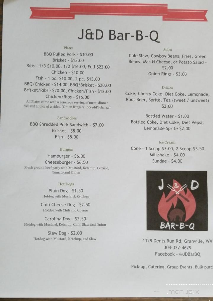J&D Bar-B-Q - Morgantown, WV menu_pic