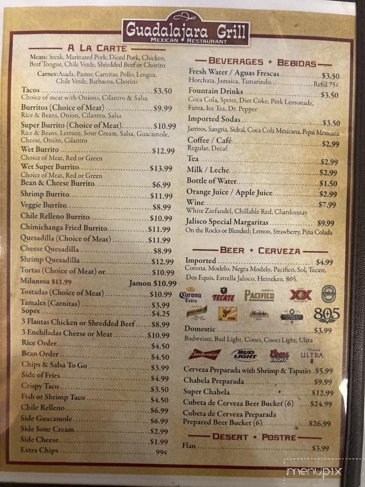 Guadalajara Grill - Salinas, CA menu_pic