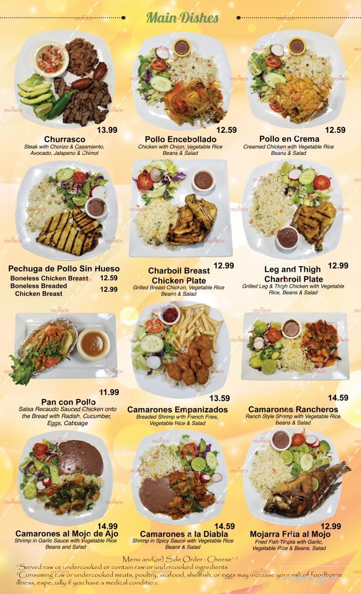 El Salsabor Restaurant Y Pupuseria - Los Angeles, CA menu_pic