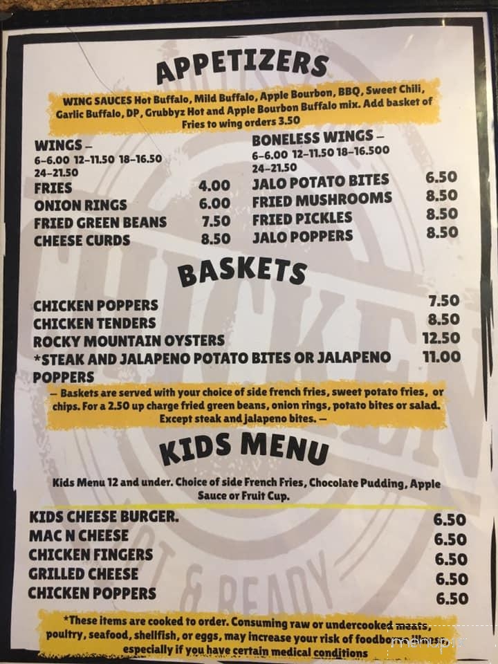 Grubby'z Pine Bluffs - Pine Bluffs, WY menu_pic