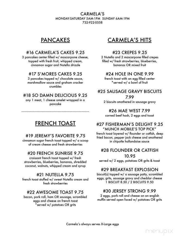 Carmela's 19th Hole Lunch - Neptune, NJ menu_pic