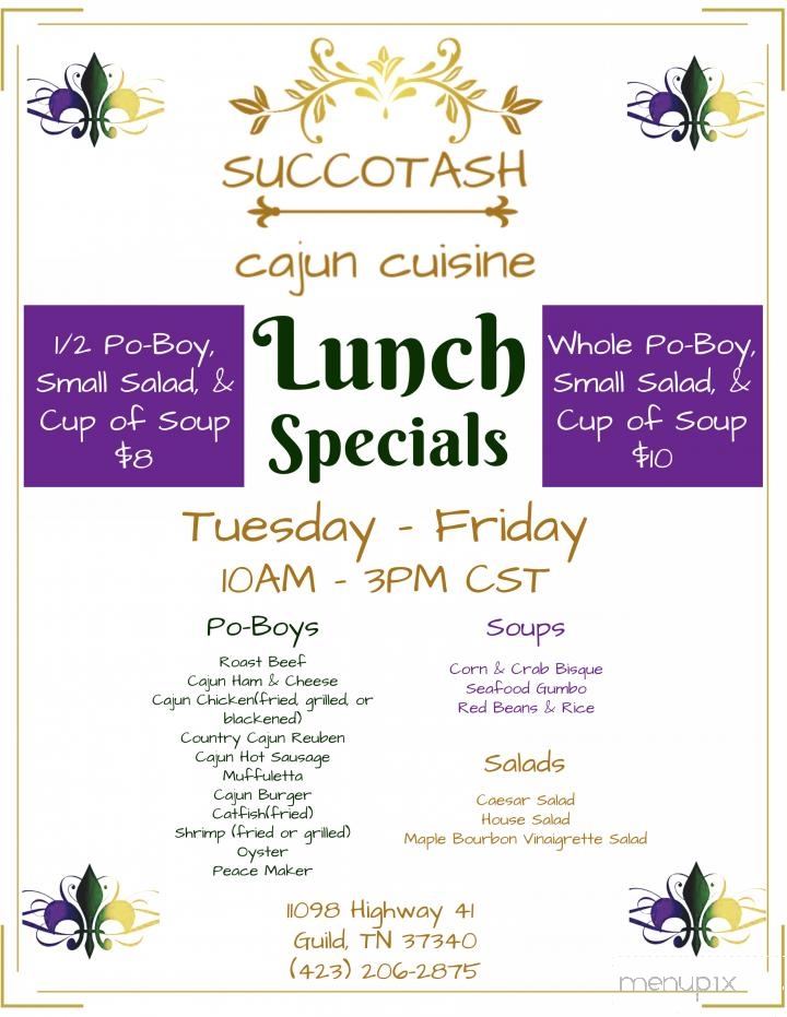 Succotash Cajun Cuisine - Guild, TN menu_pic