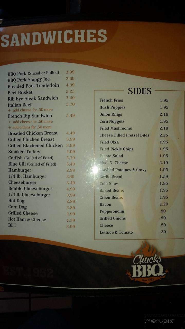 Chuck's Bar Bq - Herrin, IL menu_pic