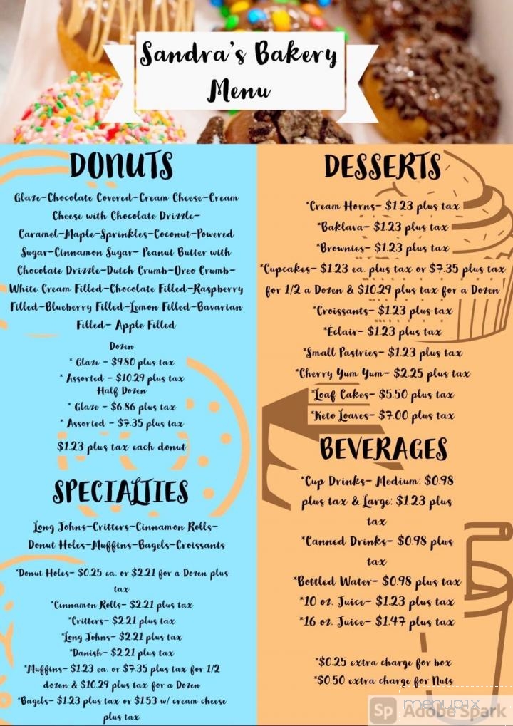 Sandra's Bakery - Sanford, NC menu_pic