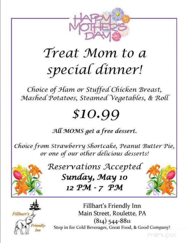 Friendly Inn - Roulette, PA menu_pic