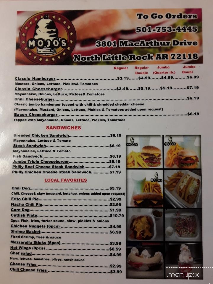 Mojo's - North Little Rock, AR menu_pic