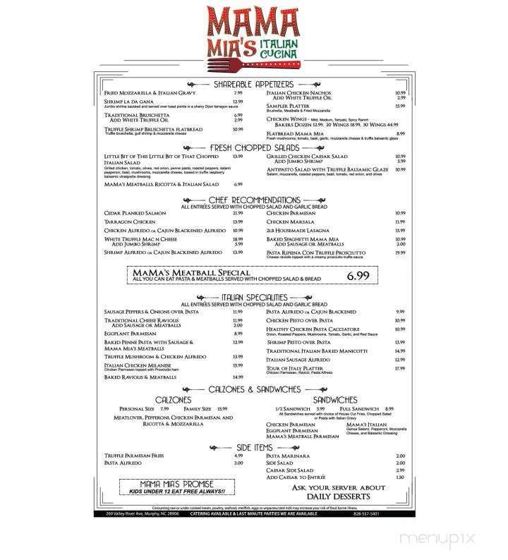 Mama Mia Italian Kitchen - Murphy, NC menu_pic