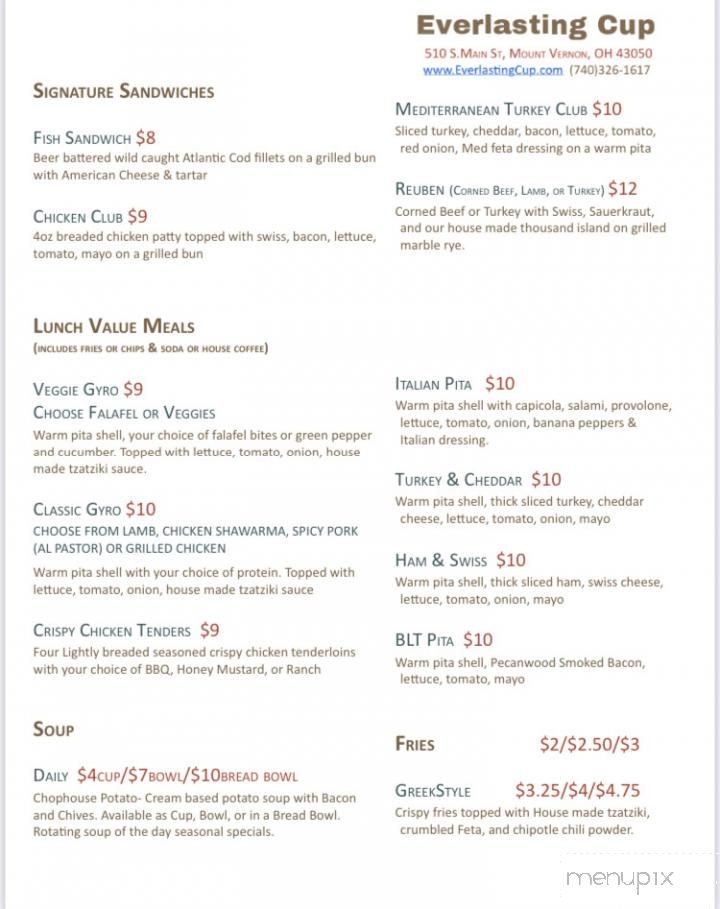 Everlasting Cup - Mount Vernon, OH menu_pic