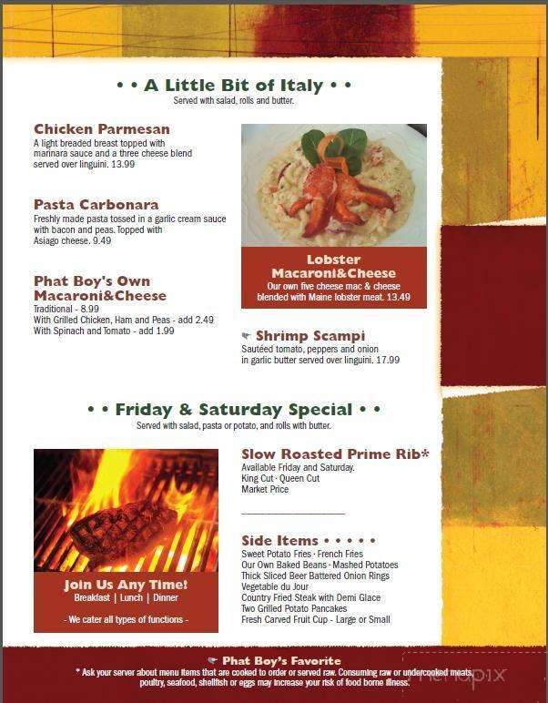 Phat Boys Diner - Cornish, ME menu_pic