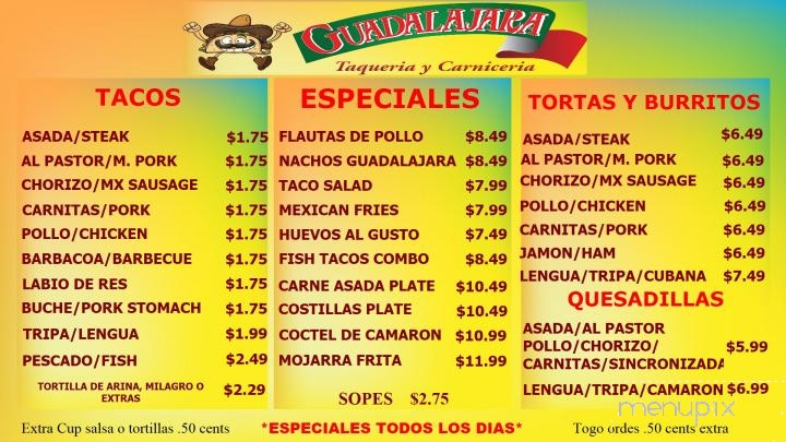 Guadalajara Taqueria Y Carniceria - Lebanon, TN menu_pic