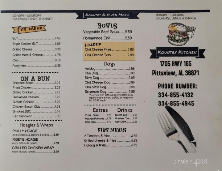Kountry Kitchen - Pittsview, AL menu_pic