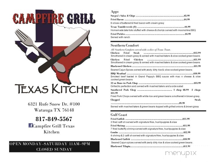 Campfire Grill Texas Kitchen - Watauga, TX menu_pic