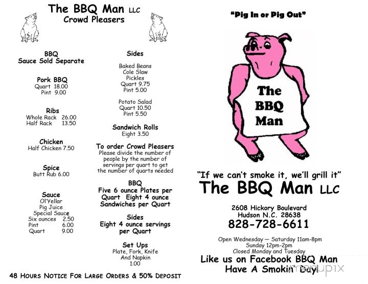 The BBQ Man - Hudson, NC menu_pic