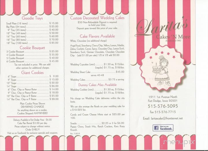 Larita's Cakes 'n More - Fort Dodge, IA menu_pic