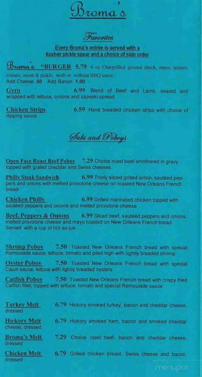 Broma's Deli - Brookhaven, MS menu_pic