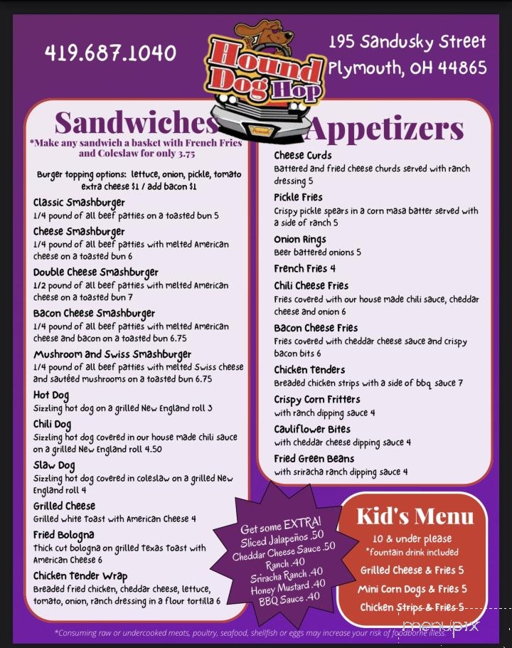 Hound Dog Hop - Plymouth, OH menu_pic