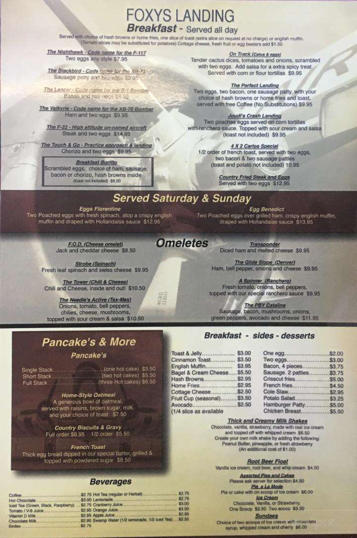 Foxy's Landing & Restaurant - Lancaster, CA menu_pic