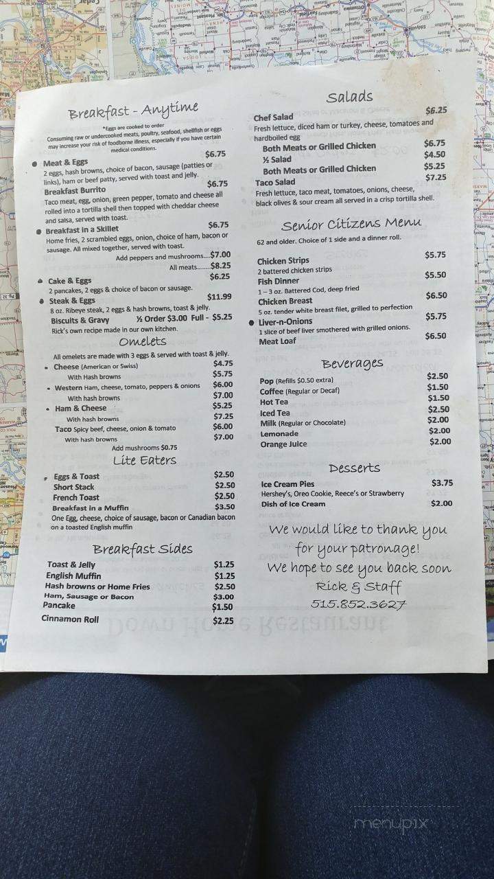 Down Home Restaurant - Dows, IA menu_pic