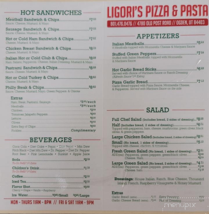Ligori's Pizza & Pasta - Ogden, UT menu_pic
