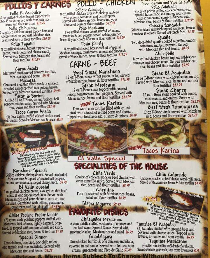 El Acapulco - Conway, AR menu_pic