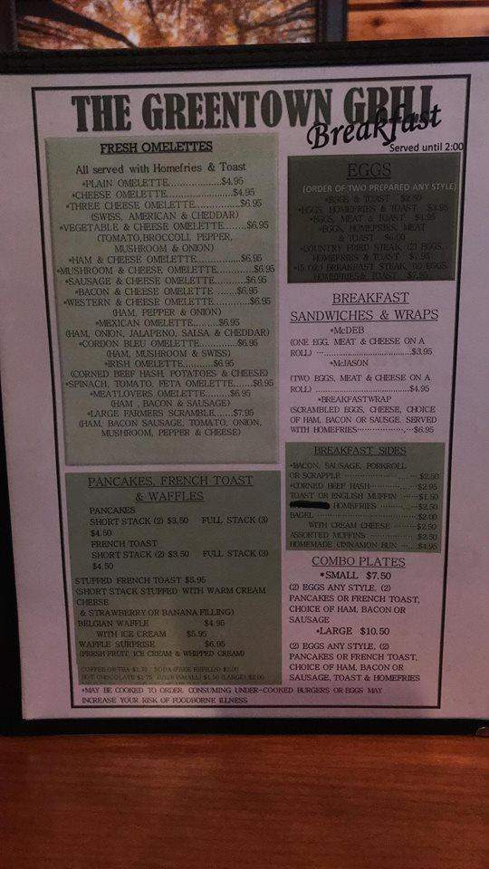 Greentown Grill - Greentown, PA menu_pic