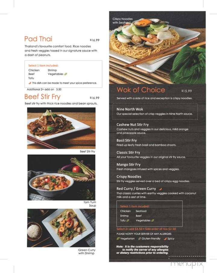 Nine North Viet-Thai Cuisine - Brantford, ON menu_pic