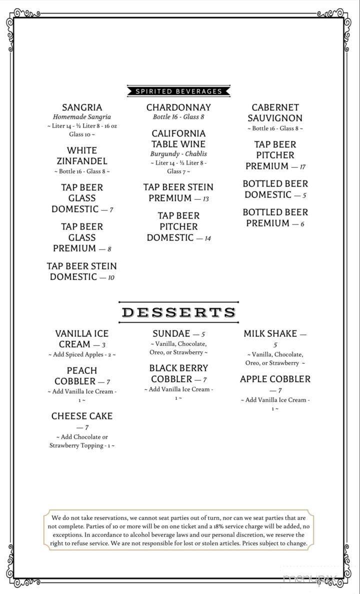 Tony's Spunky Steer - Chino, CA menu_pic