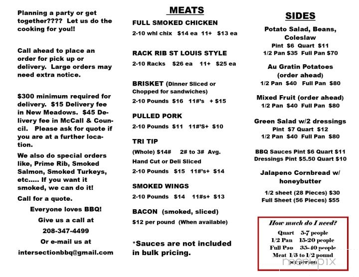 Intersection BBQ Bar and Grill - New Meadows, ID menu_pic