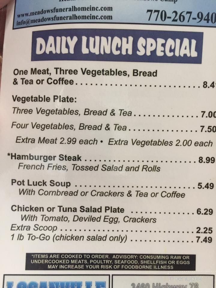 Pot Luck Cafe - Monroe, GA menu_pic