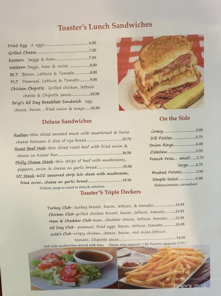 Toaster’s Family Diner - Cambridge, ON menu_pic