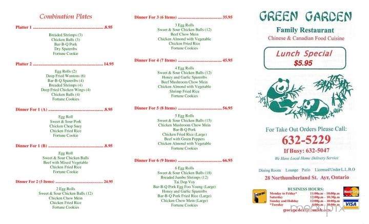 Green Garden Restaurant - Ayr, ON menu_pic