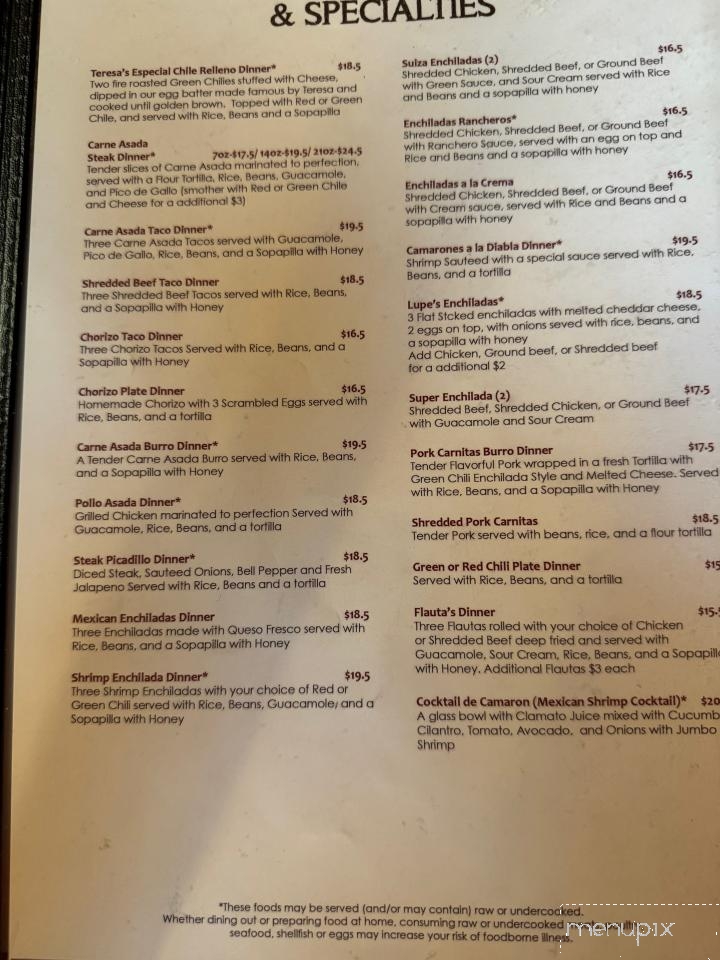 Sal and Teresa's Mexican Food - Pinetop-Lakeside, AZ menu_pic