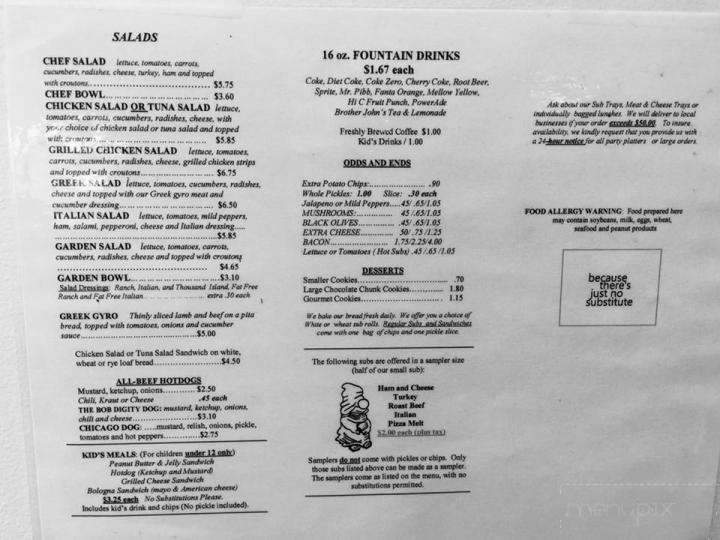 Brother John's Sub Sandwich - Toccoa, GA menu_pic